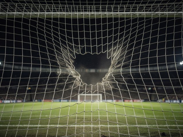 Net rippling after a hard, low-spin shot